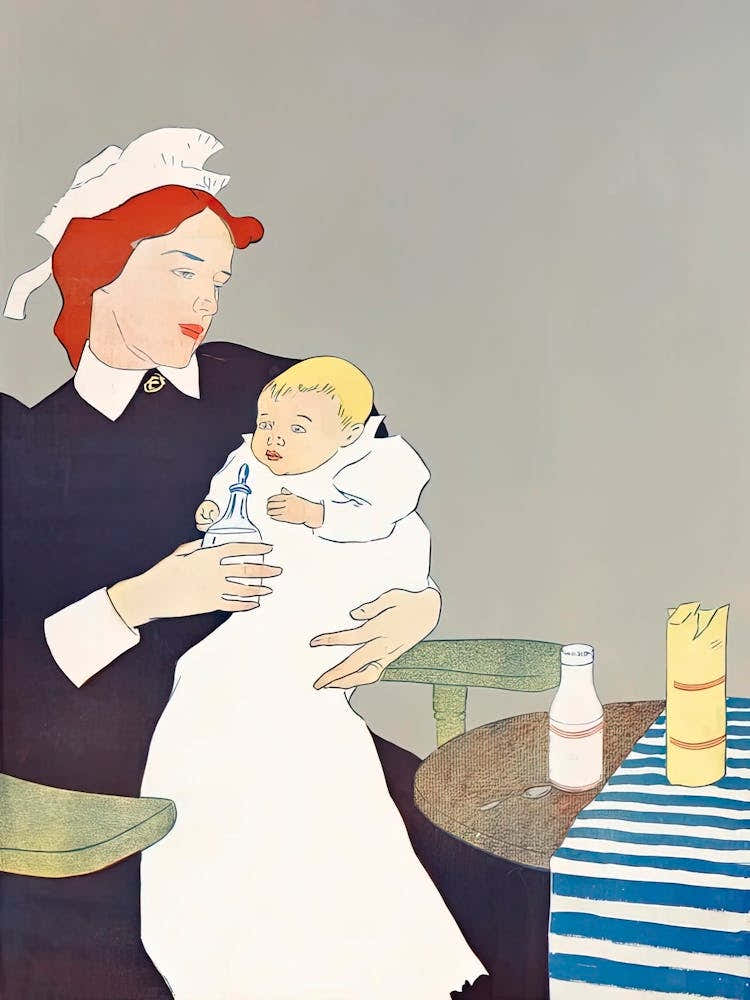 Mother Feeding Baby Illustration, Edward Penfield