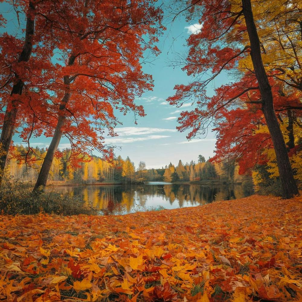 Autumn Leaves On The Lake 1