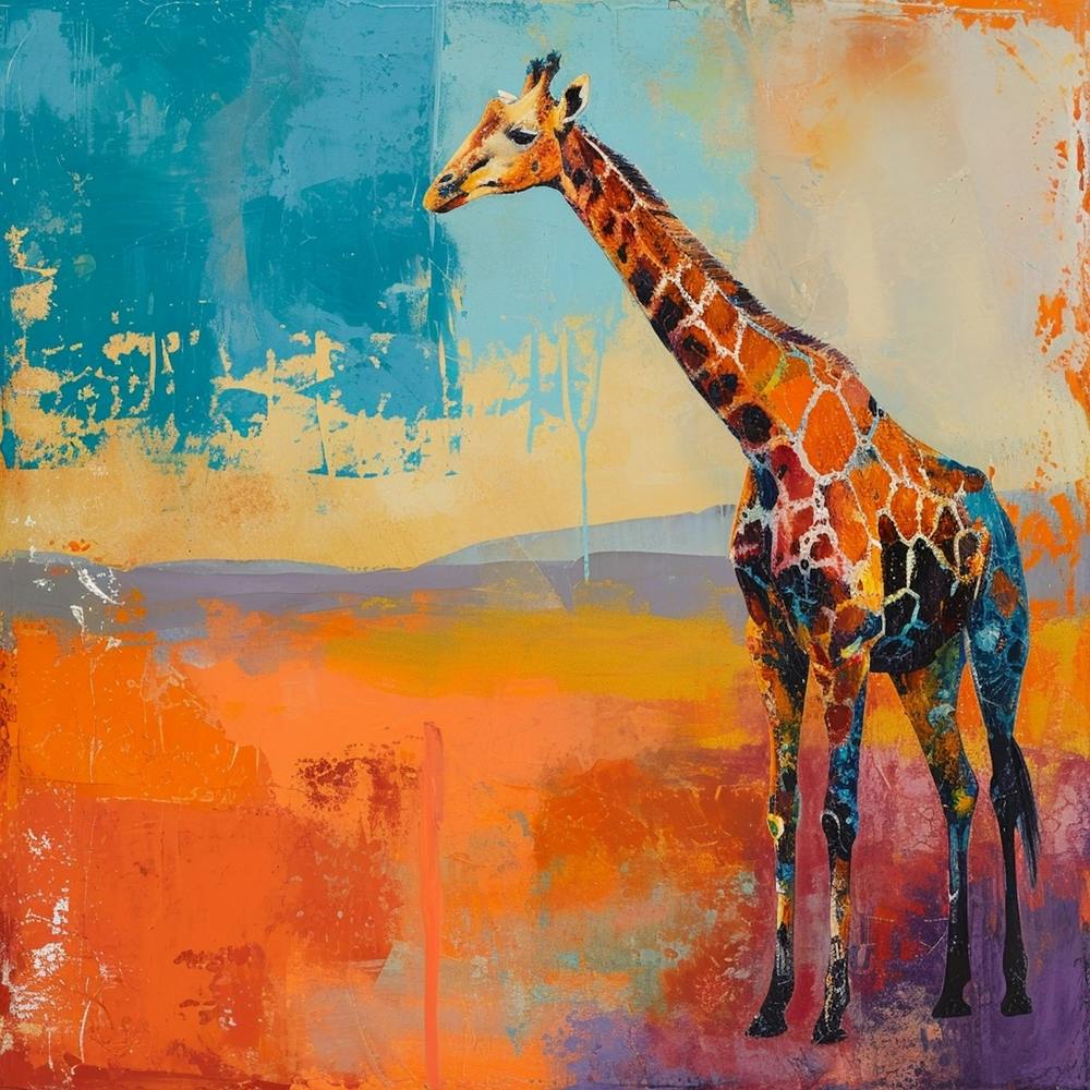 Impasto Warm Giraffe Portrait 1