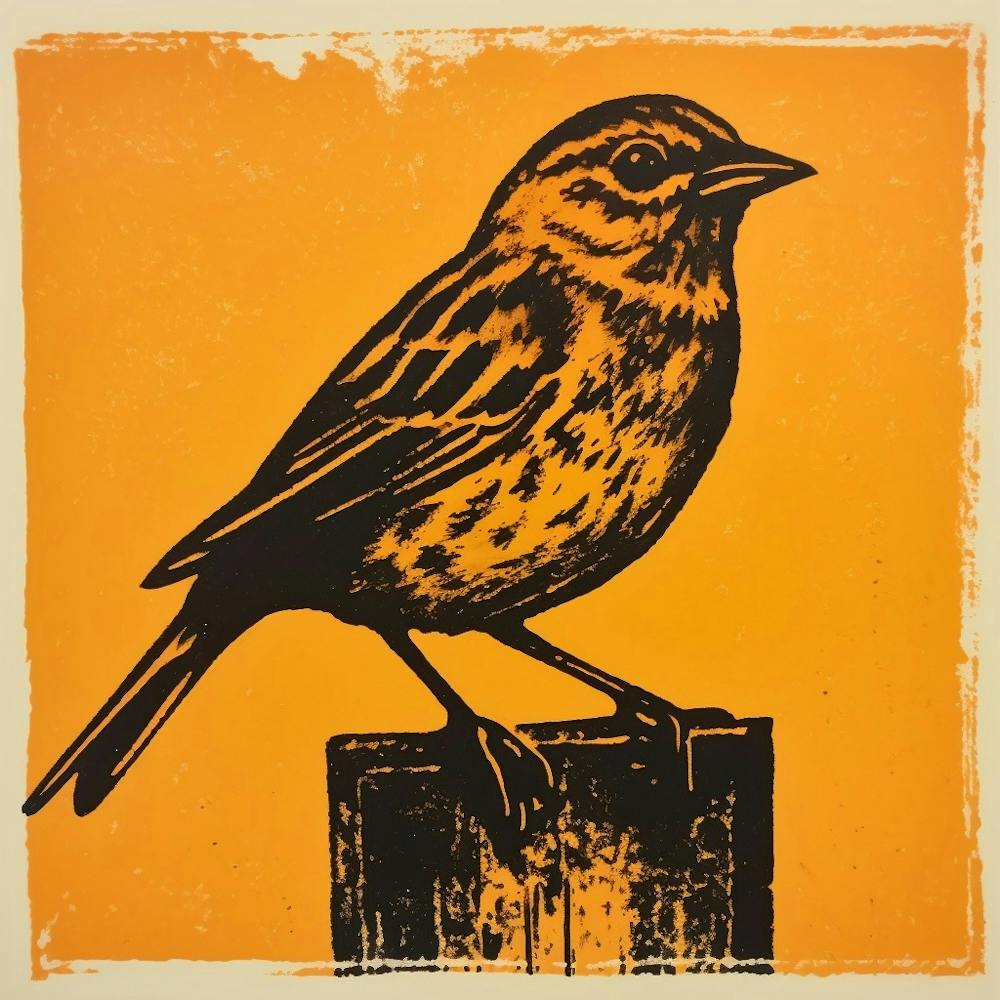 Retro Bird Lithograph Yellowhammer 3