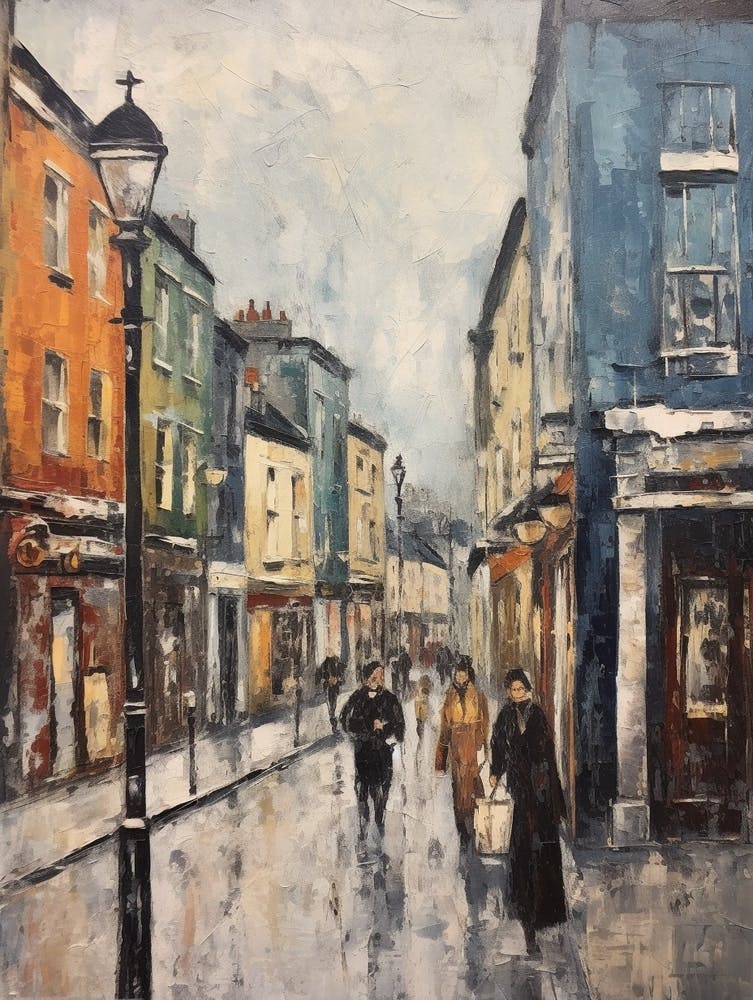 Vintage Winter Painting Dublin Ireland