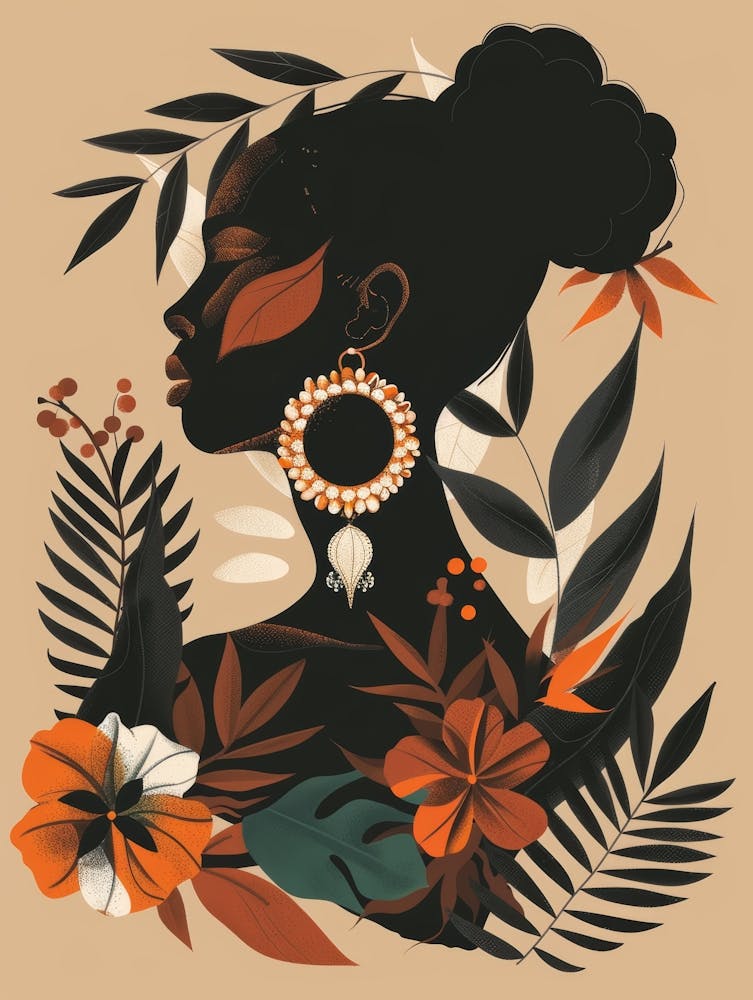 African Woman With Flowers 4