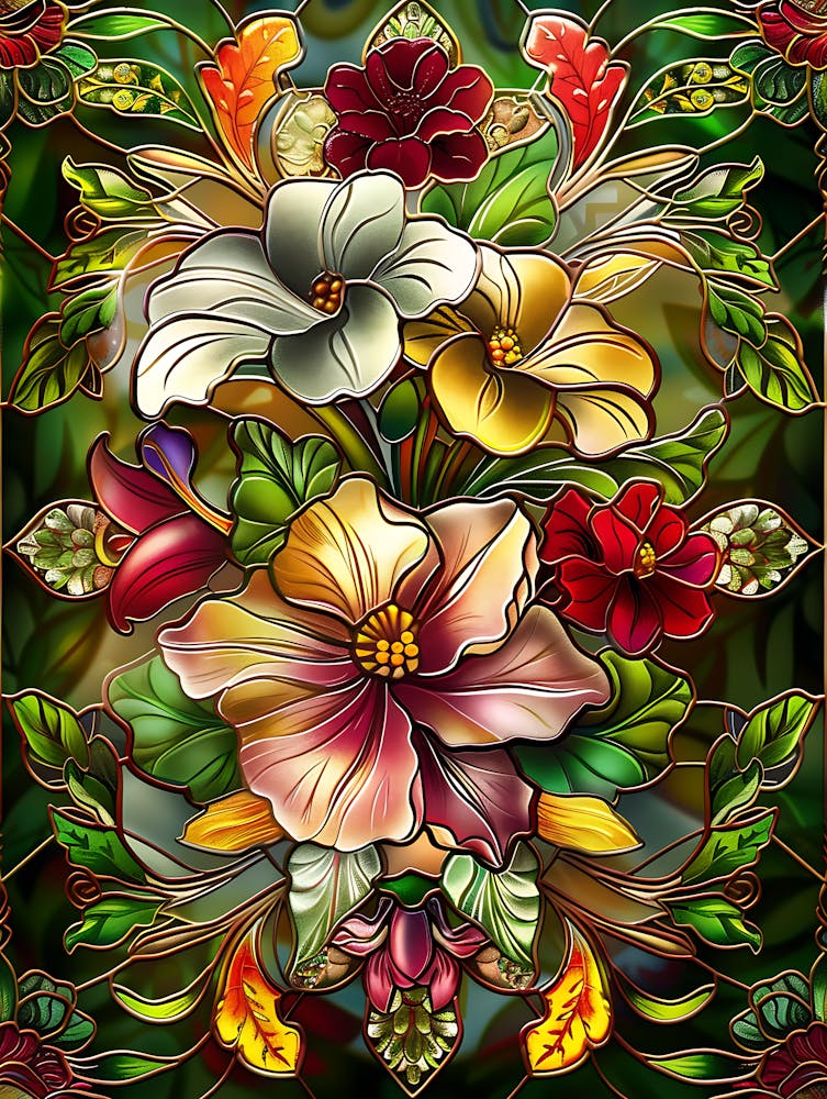 Colorful Stained Glass Flowers 6
