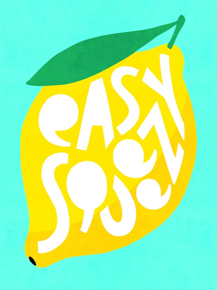 Big Lemon Fruit illustration typographic cut-out EASY SQUEEZY