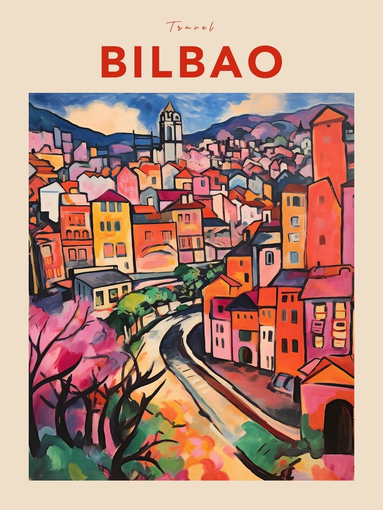 Bilbao Spain 3 Fauvist Travel Poster