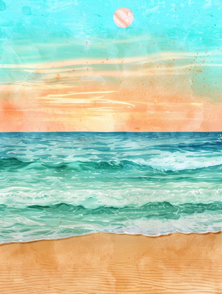 Watercolor Beach Sunset