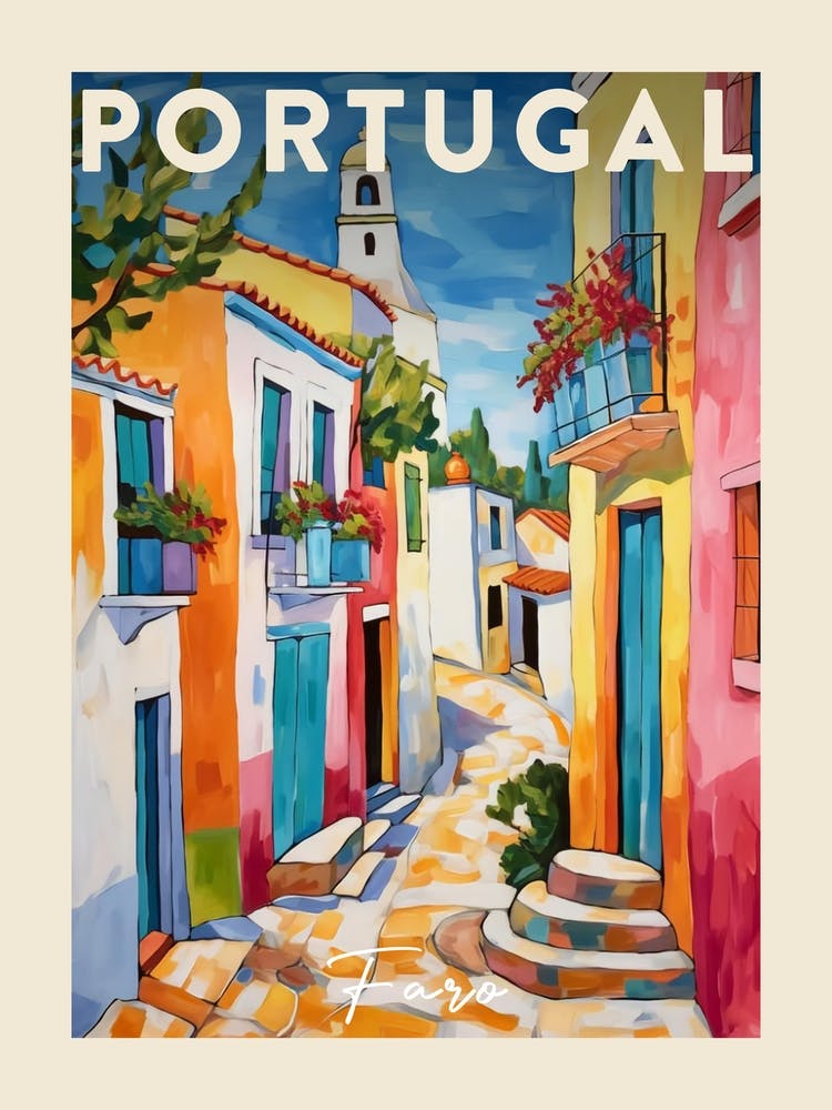 Faro Portugal 5 Fauvist Painting  Travel Poster