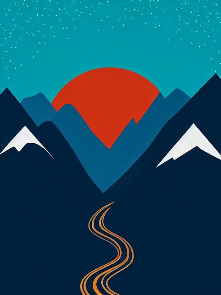 Chamonix, France Modern Illustration Skiing Poster