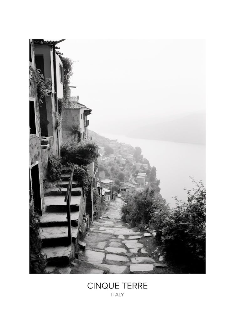 Poster Of Cinque Terre, Italy, Black And White Photo 3