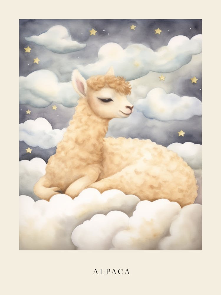 Sleeping Baby Alpaca 4 Nursery Poster