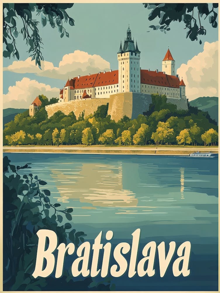 Aihrgdesign A Mid Century Modern Travel Poster For Bratislava 1