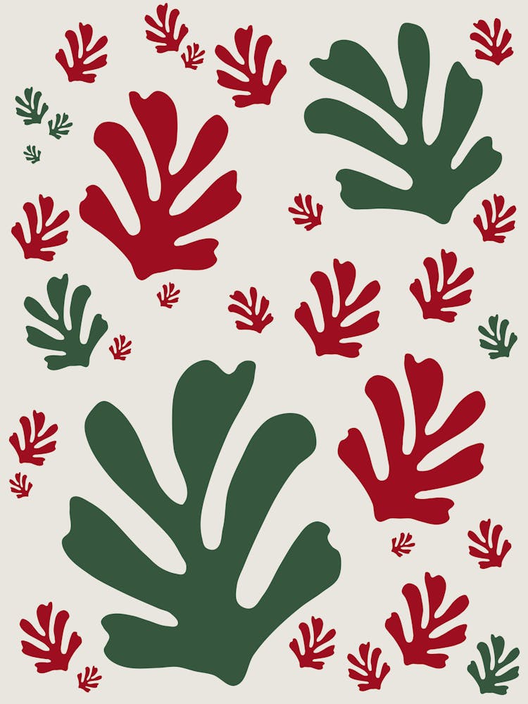 Abstract Leaves Red And Green Cut Outs