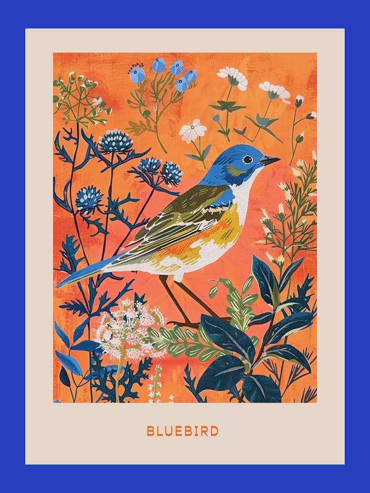 Spring Birds Poster Bluebird 1