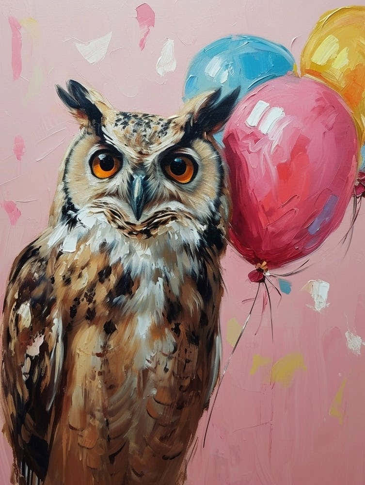 Cute Owl 2 With Balloon