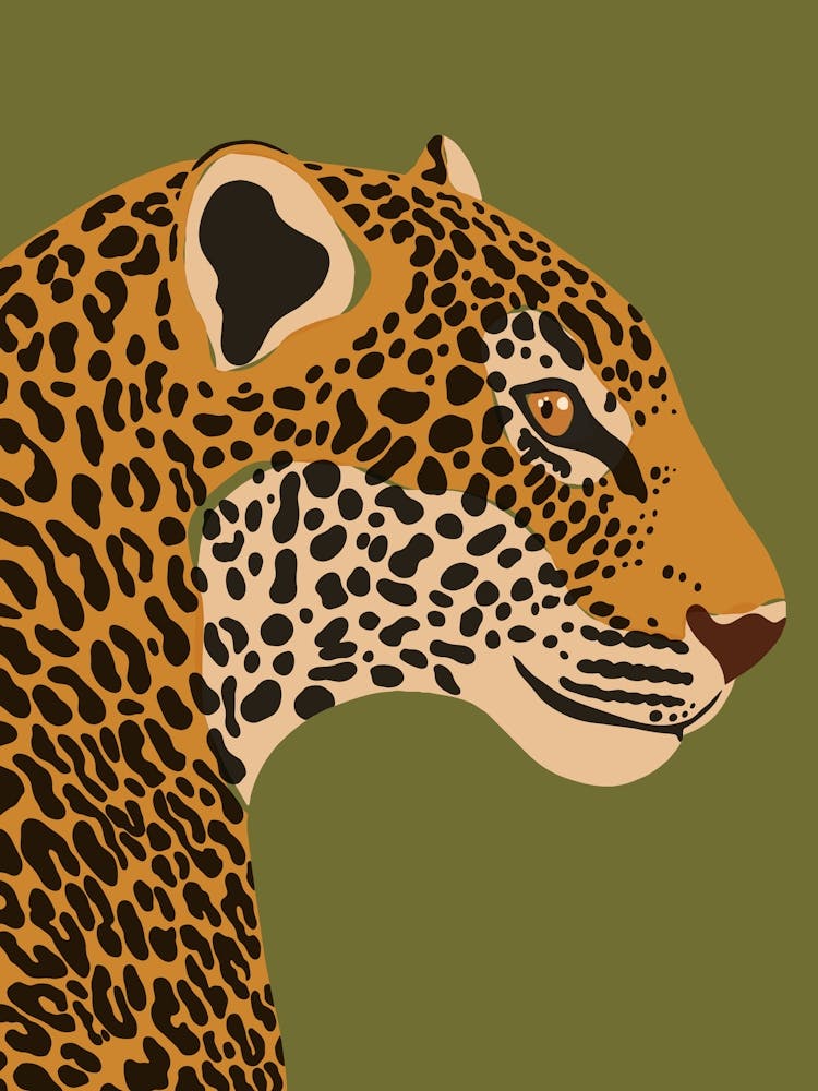 Jungle Safari Leopard on Green