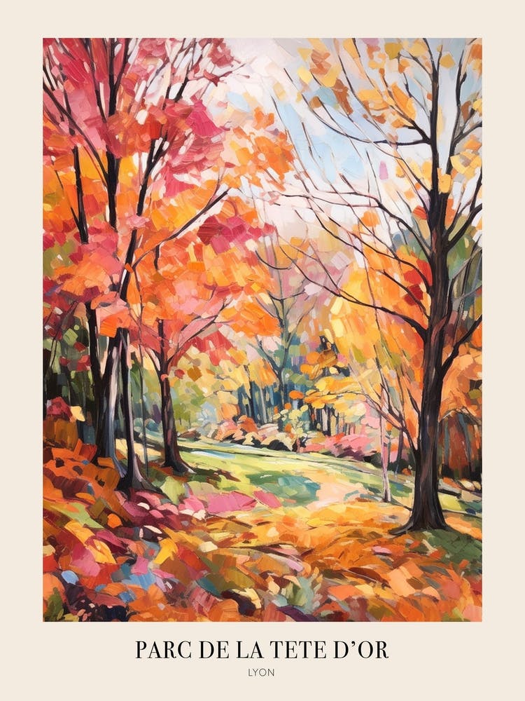 Autumn City Park Painting Parc De La Tete D Or Lyon France 2 Poster