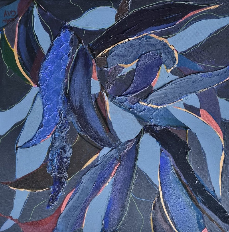 Eucalyptus Leaves in Navy Blue