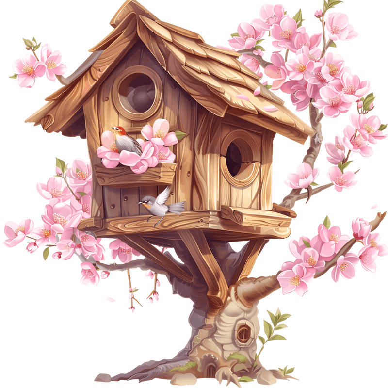 Birdhouse With Cherry Blossoms