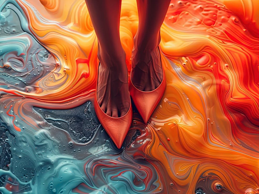 Woman'S Feet On Colorful Liquid