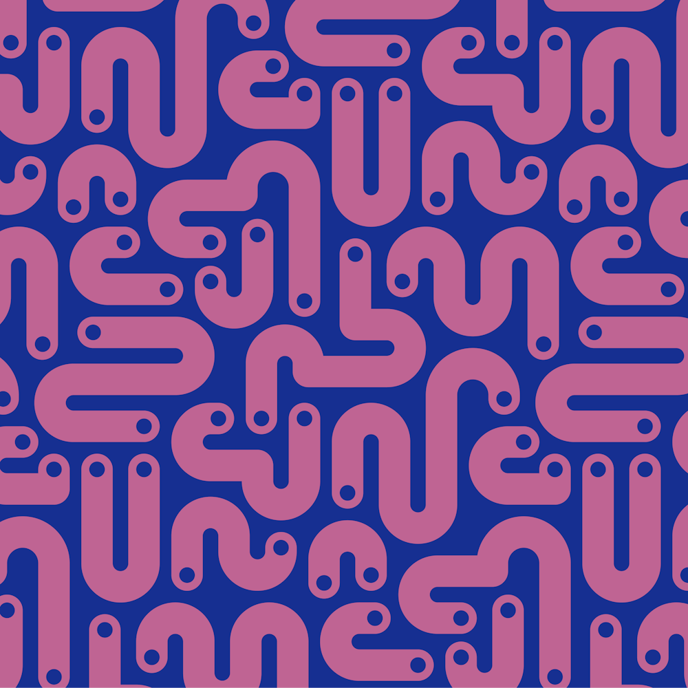 JELLY BEANS Squiggly New Wave Postmodern Abstract 1980s Geometric with Dots in Purple on Dark Blue