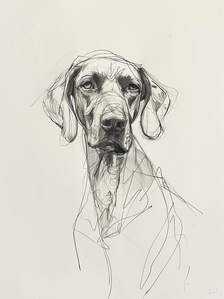 Vizsla Dog Charcoal Line 4