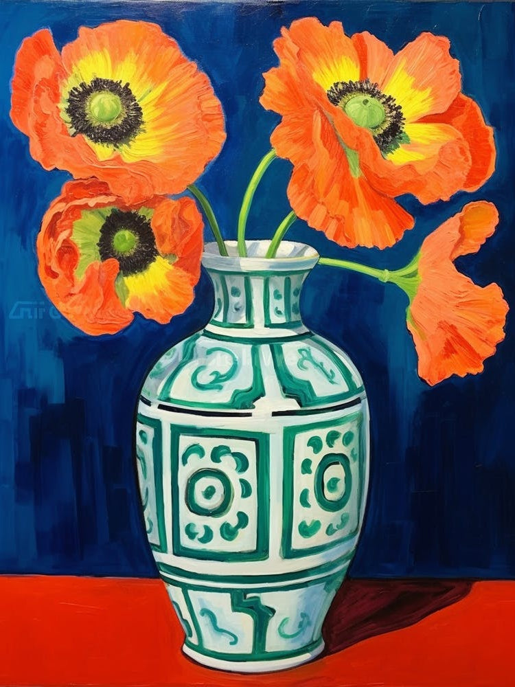 Flowers In A Vase Still Life Painting Poppy 2