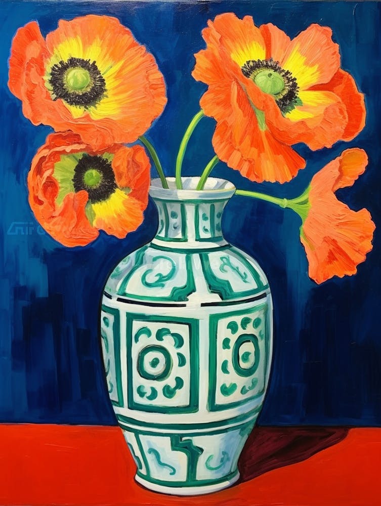 Flowers In A Vase Still Life Painting Poppy 2