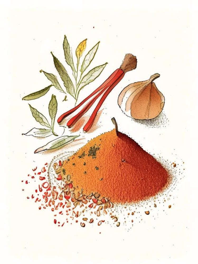 Chili Powder Spices And Herbs Pencil Illustration 1