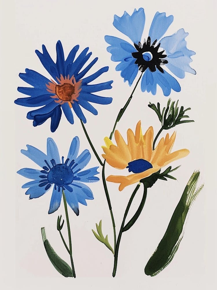 Painted Florals Cornflower 2