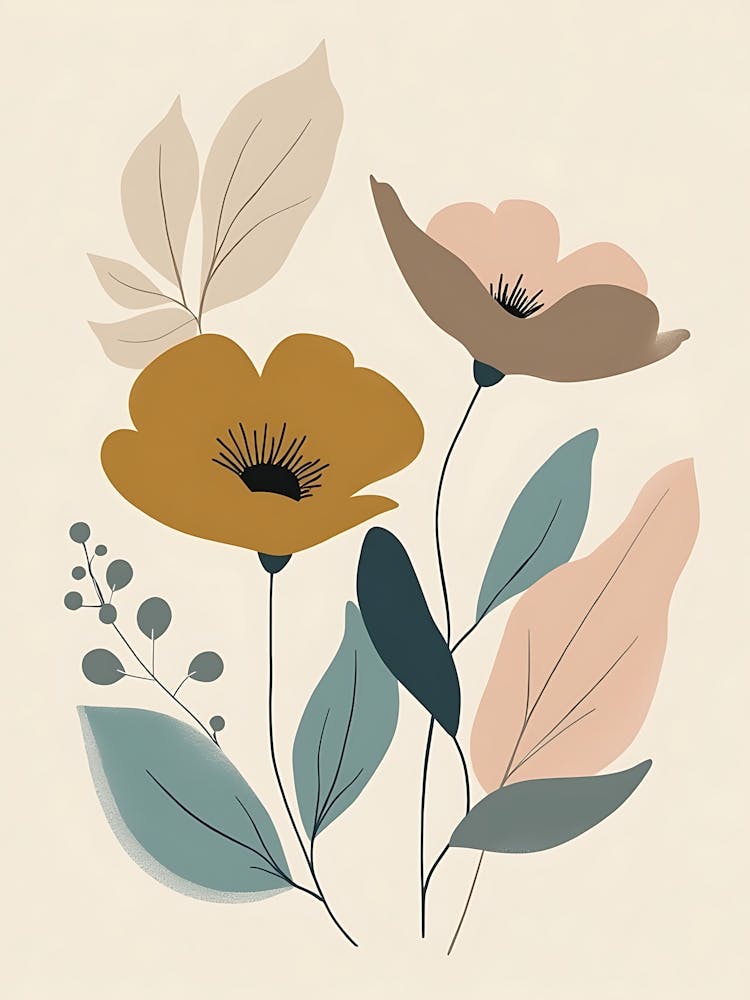 Erdiges Beige und Rosé Blumendekor