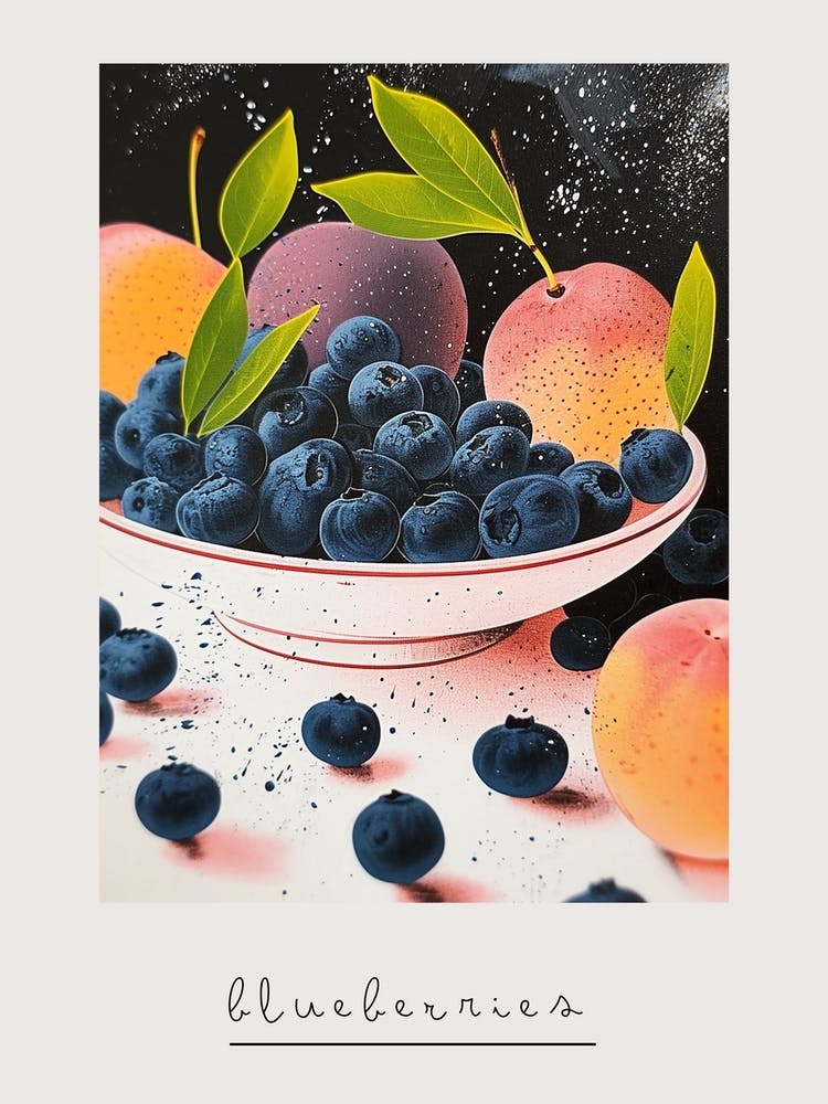Art Deco Heidelbeeren & Frucht Poster