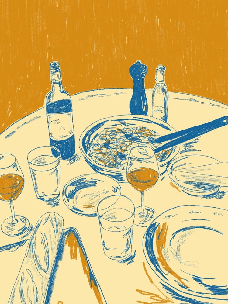 Pasta time - food illustration series - Yellow