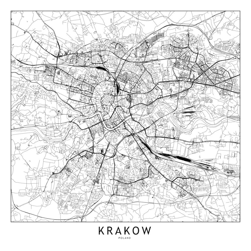 Krakow Map Line