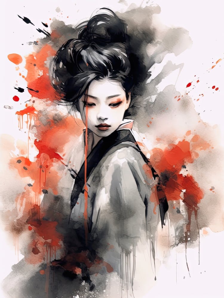 Sumi E Style Geisha 2