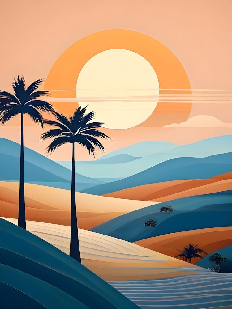 Desert Landscape With Palm Trees 6