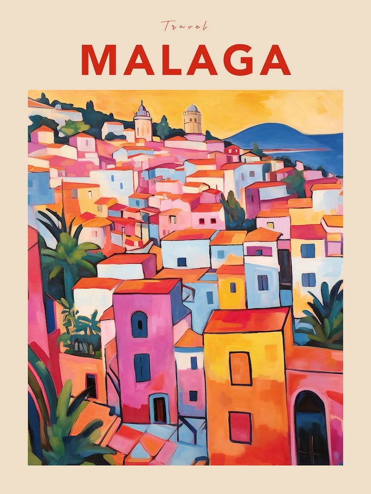 Malaga Spain 2 Fauvist Travel Poster