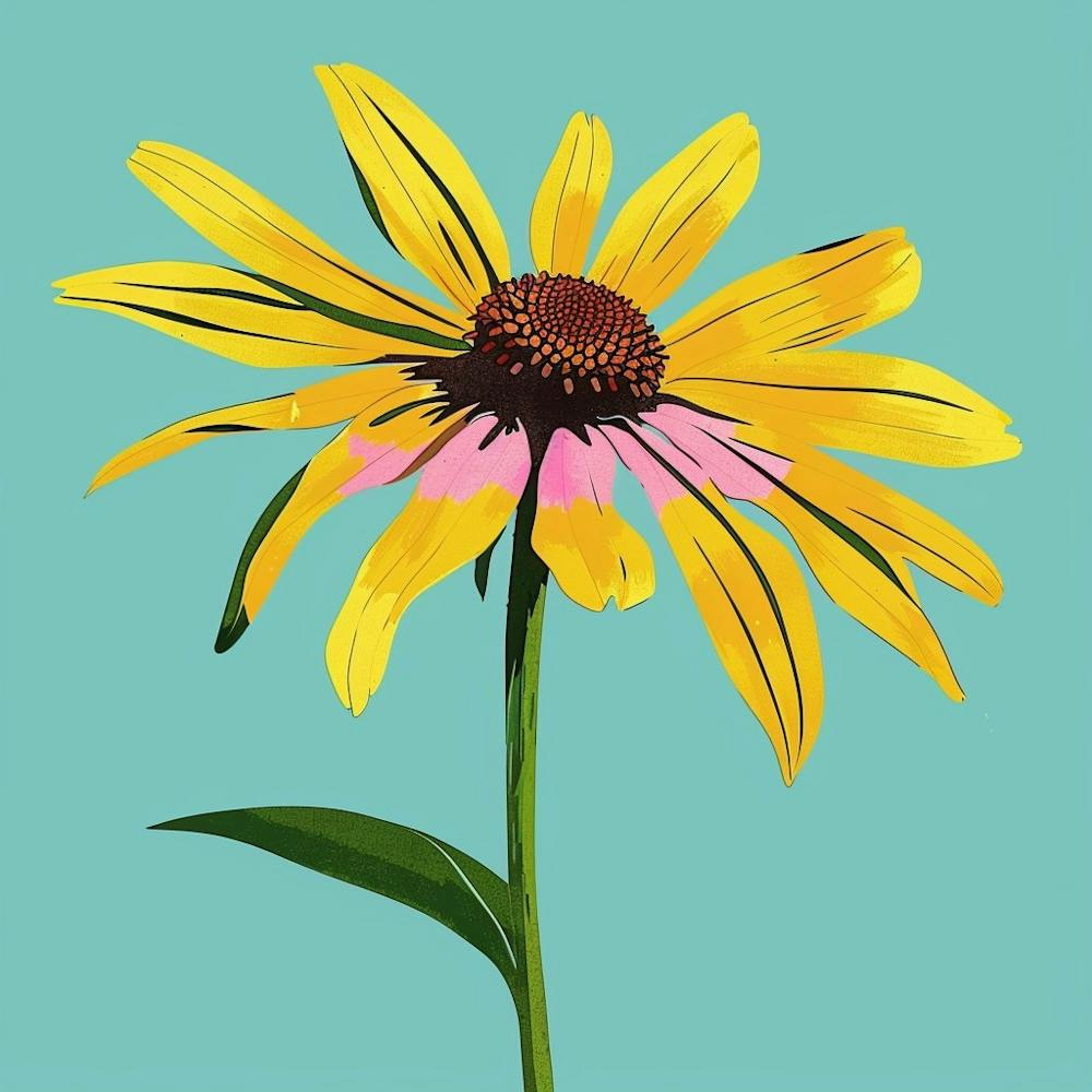 Black Eyed Susan 1 Square Flower Illustration