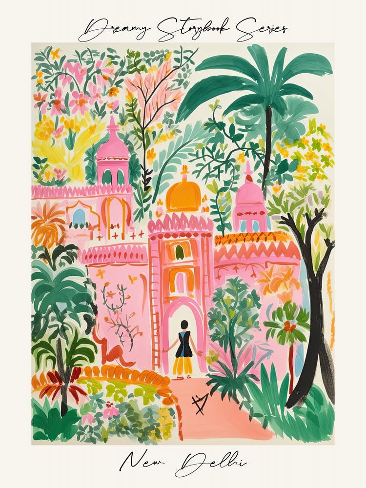 Poster Of New Delhi, Dreamy Storybook Illustration 2