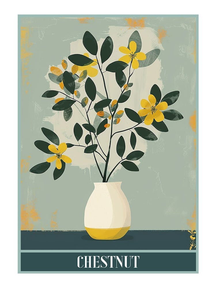 Chestnut Tree Flat Illustration 3 Poster