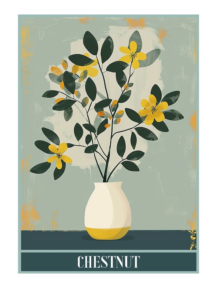 Chestnut Tree Flat Illustration 3 Poster