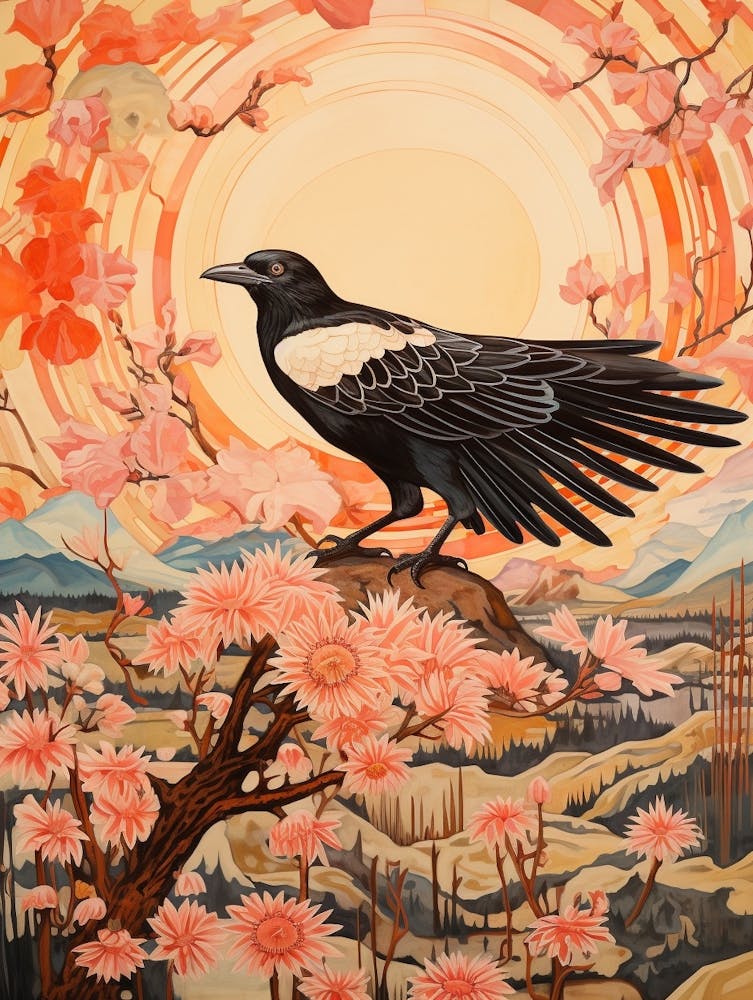 Magpie 5 Peinture d'oiseau détaillée