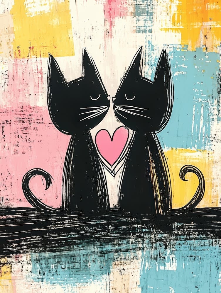 Cats Kissing Canvas Print