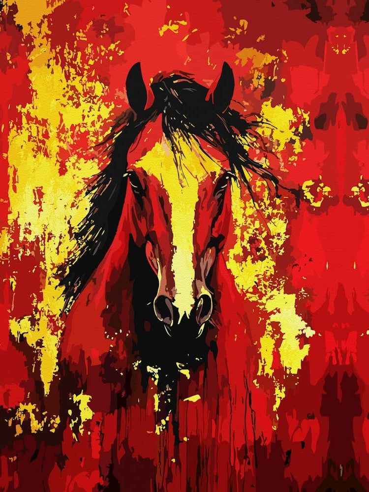 Majestic Horse – Fiery Spirit In Gold And Red