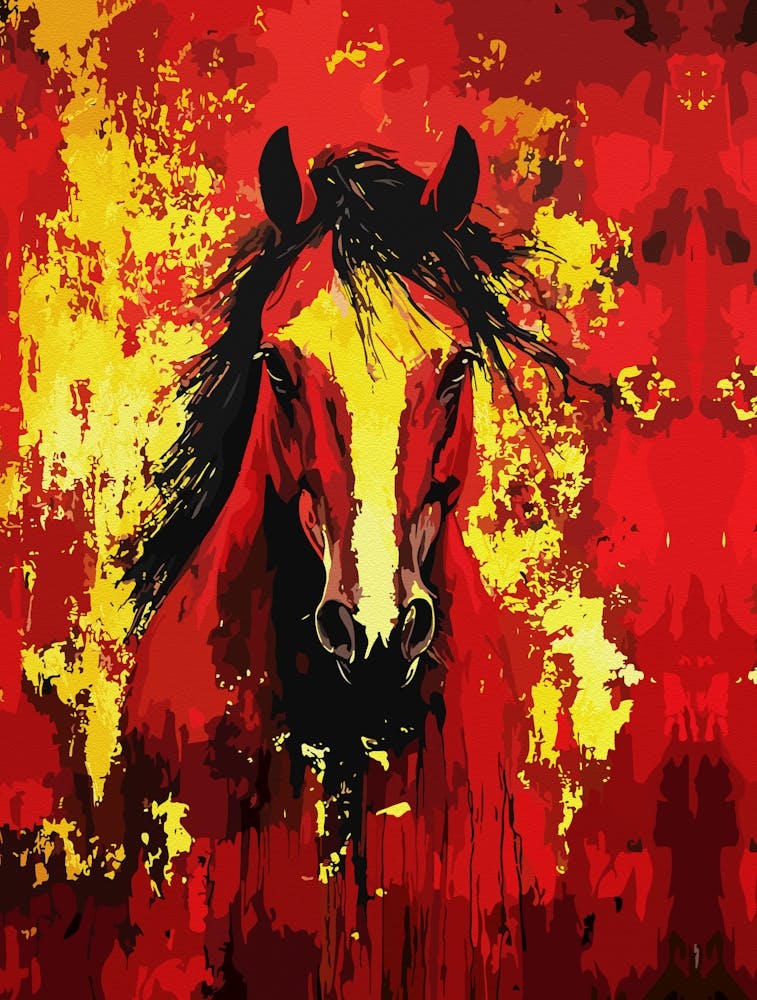 Majestic Horse – Fiery Spirit In Gold And Red