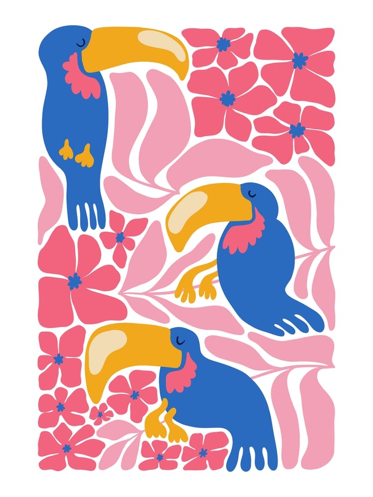 Tropical Birds Boho Matisse Style
