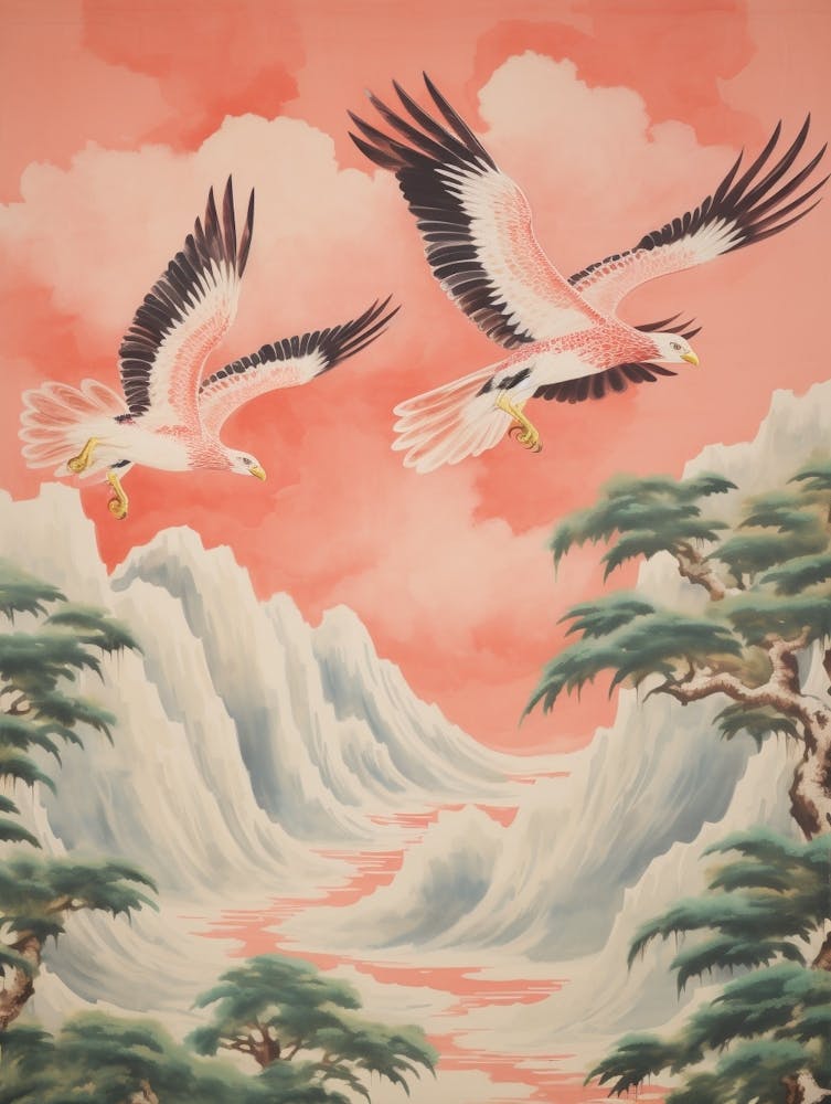 Vintage Japanese Inspired Bird Print Osprey 1