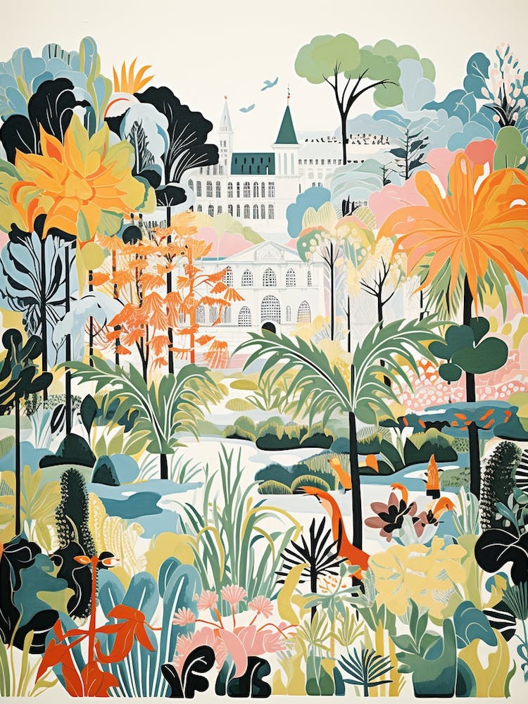 Botanischer Garten Mnchen Nymphenburg Germany Modern Illustration 2
