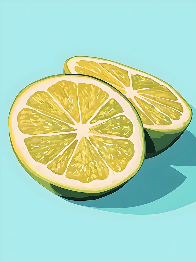 Lime Slices On A Blue Background