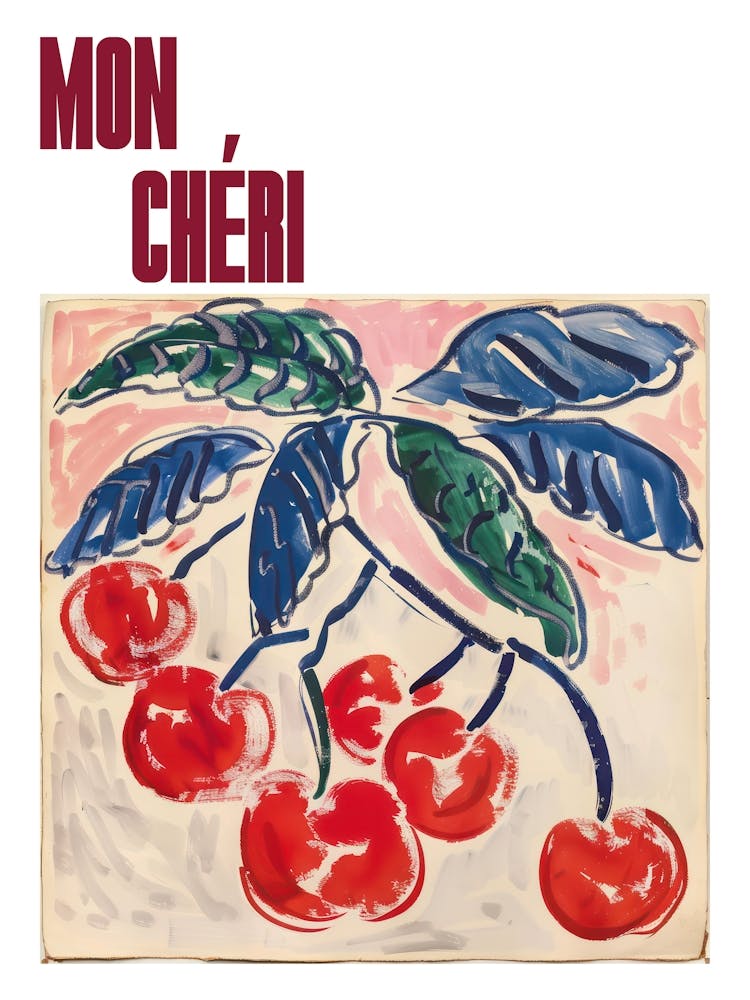 Mon Cheri Poster Cherries Matisse Style 1