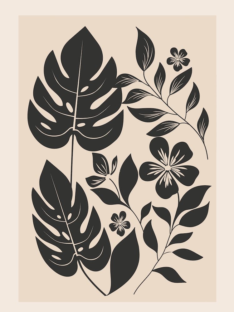Abstract Flowers With Leaves 1